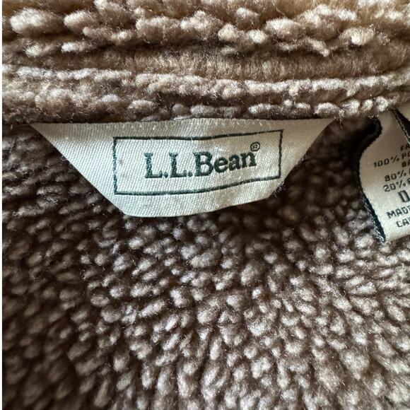 LL Bean Womens Faux Suede Sherpa Jacket Barn Chore Coat Brown Rancher Button - Picture 2 of 10